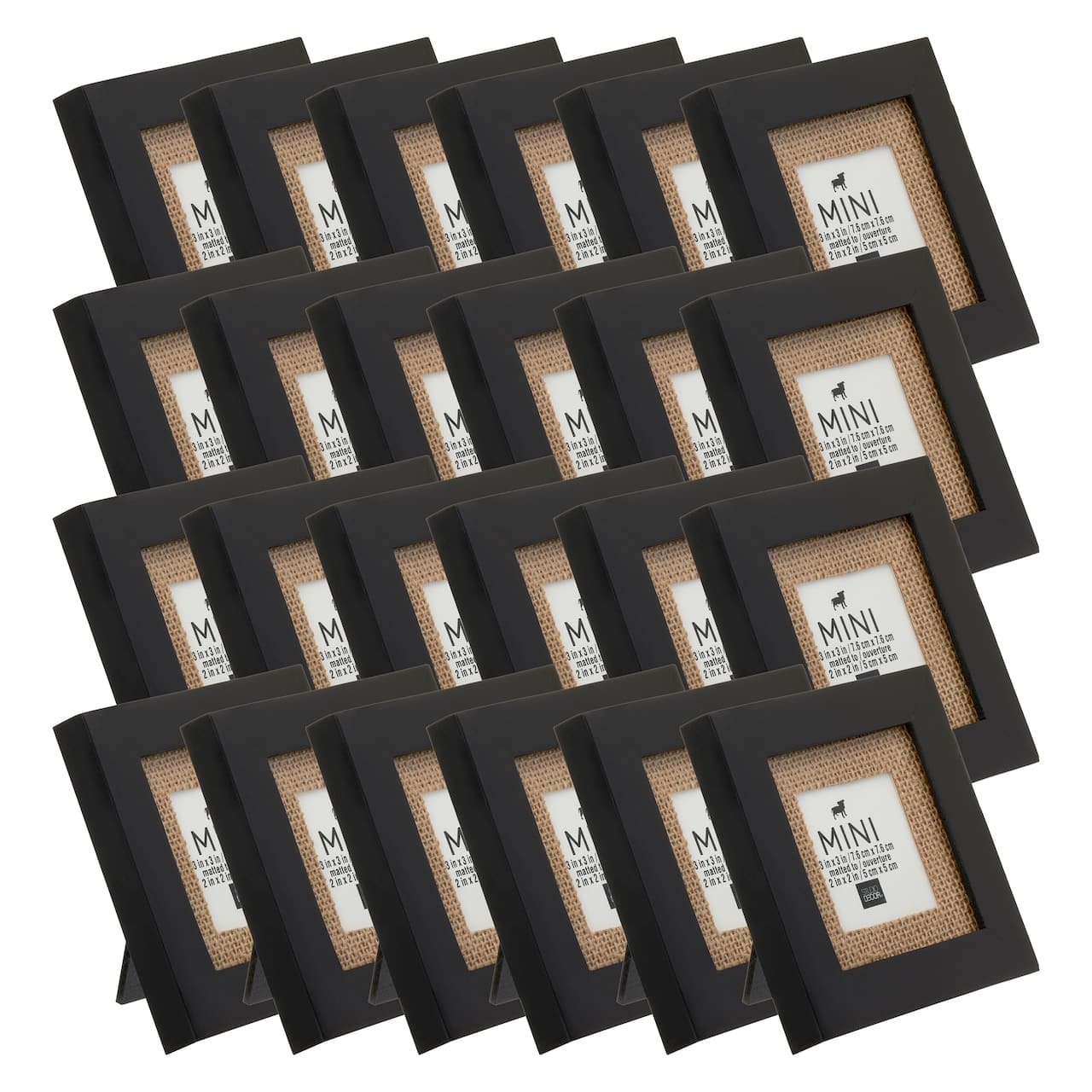 24 Pack: Black Mini Frame With Burlap Mat by Studio Décor®